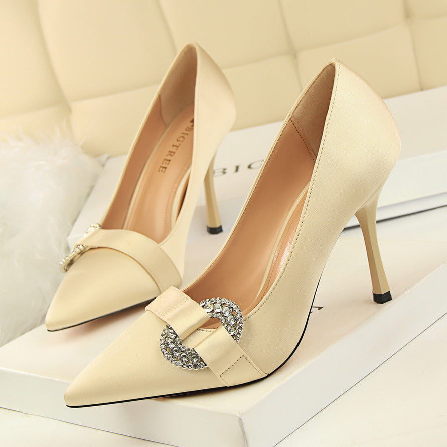 Pointed Silk High Heels