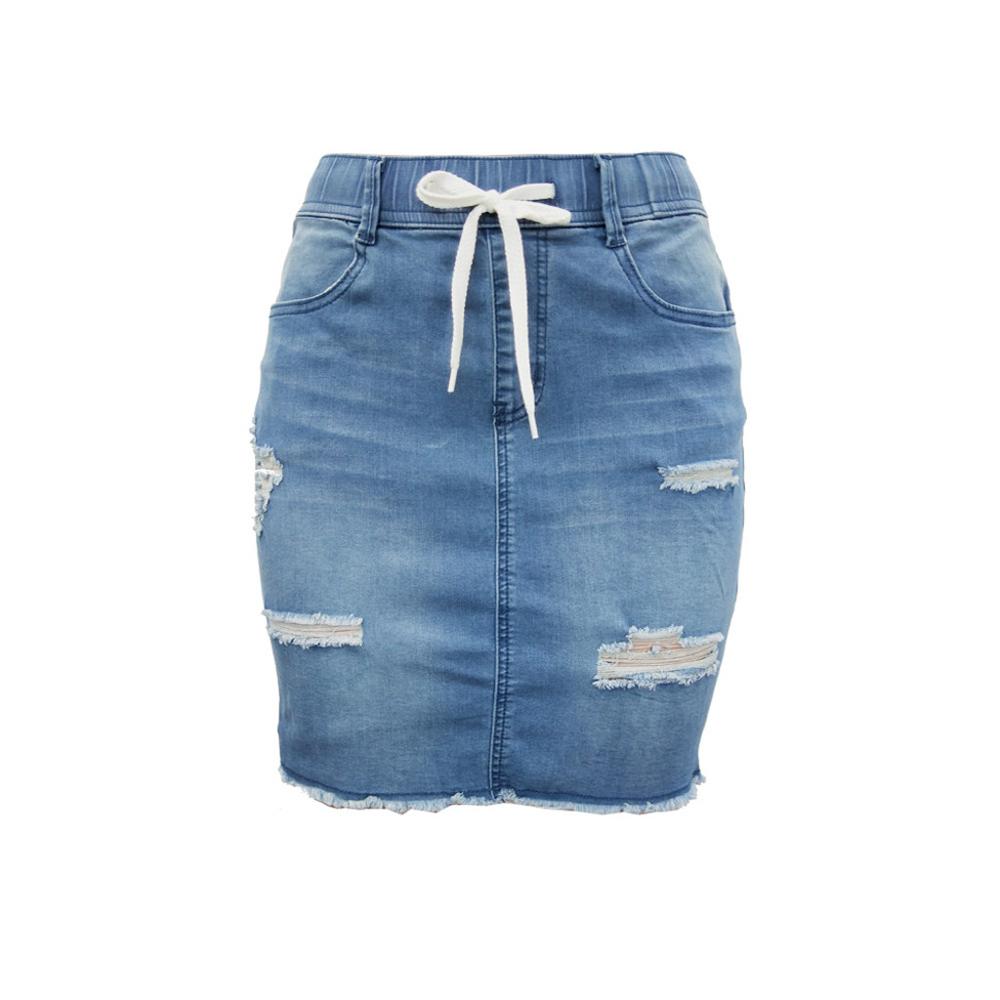 Ripped Denim Skirt