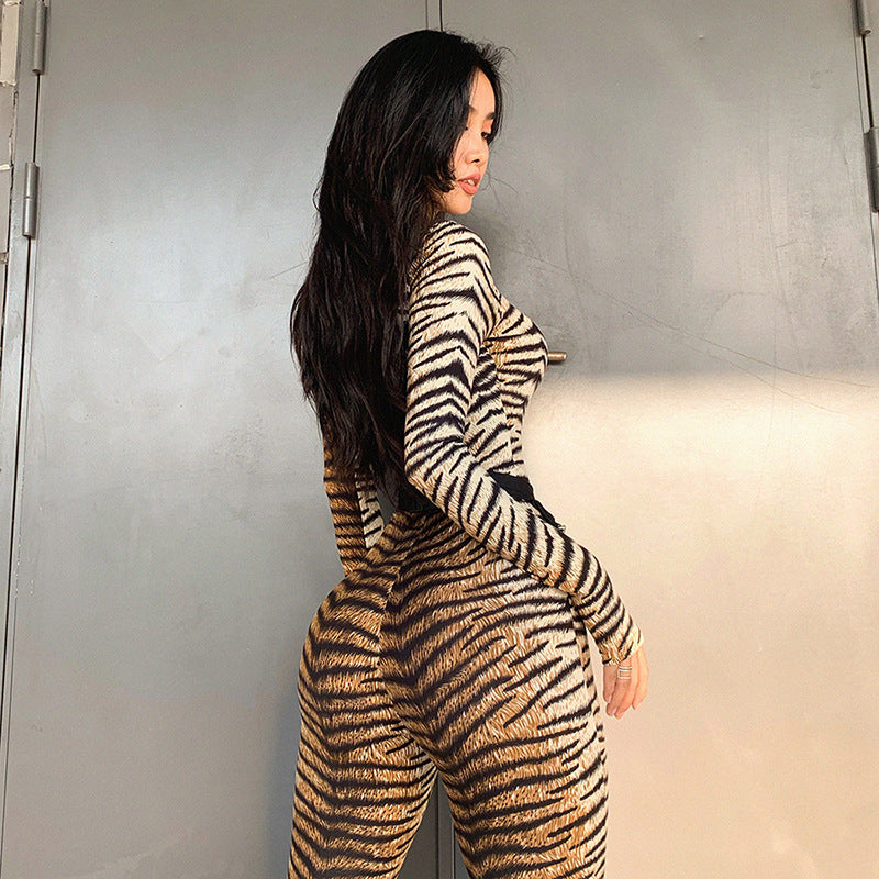 Tiger Print Sports Jumpsuit