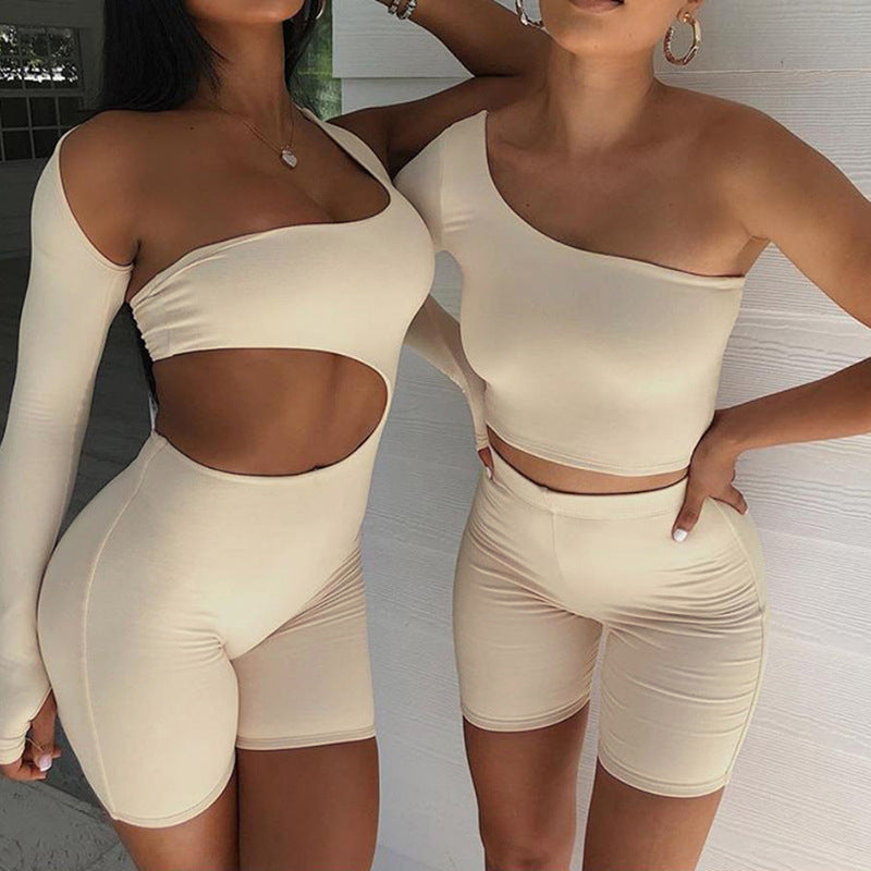 Off Shoulder Sexy Modern Suit Women Shorts Tops 2pcs Set