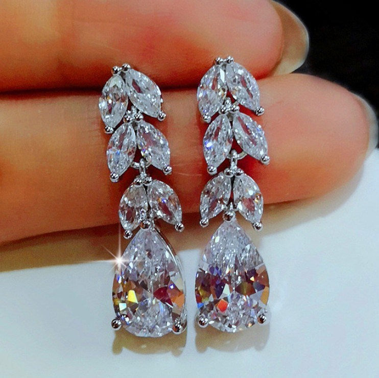 Silver Leaf Dangle Earrings