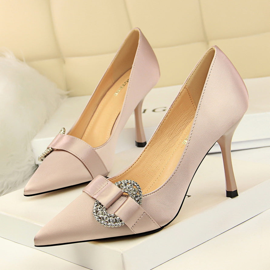 Pointed Silk High Heels