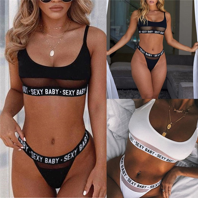 Sexy letters split bikini