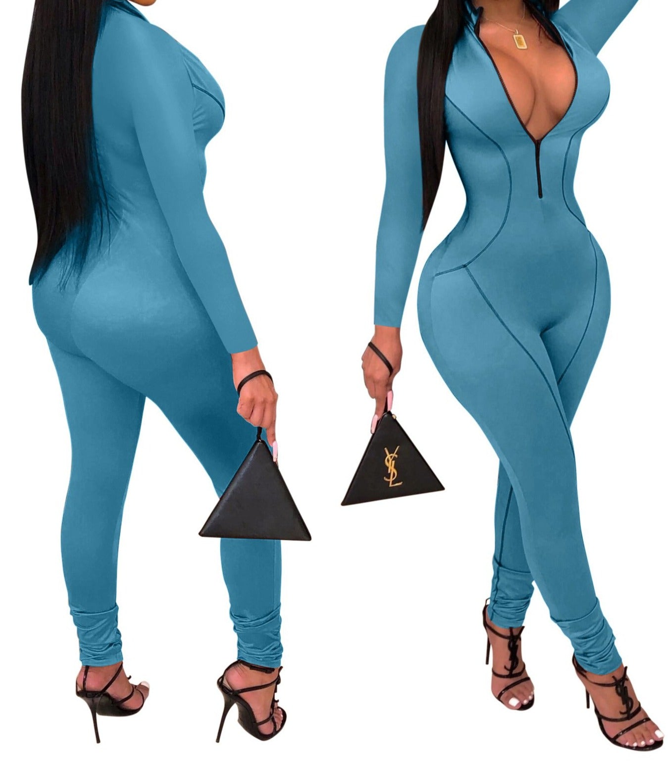 Zipper Bodycon Jumpsuit