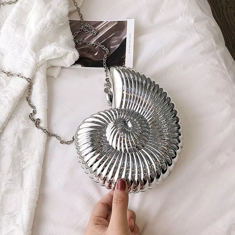 Metallic Conch Evening Bag