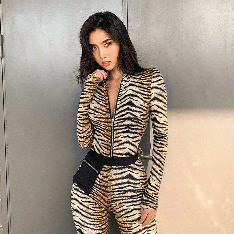 Tiger Print Sports Jumpsuit