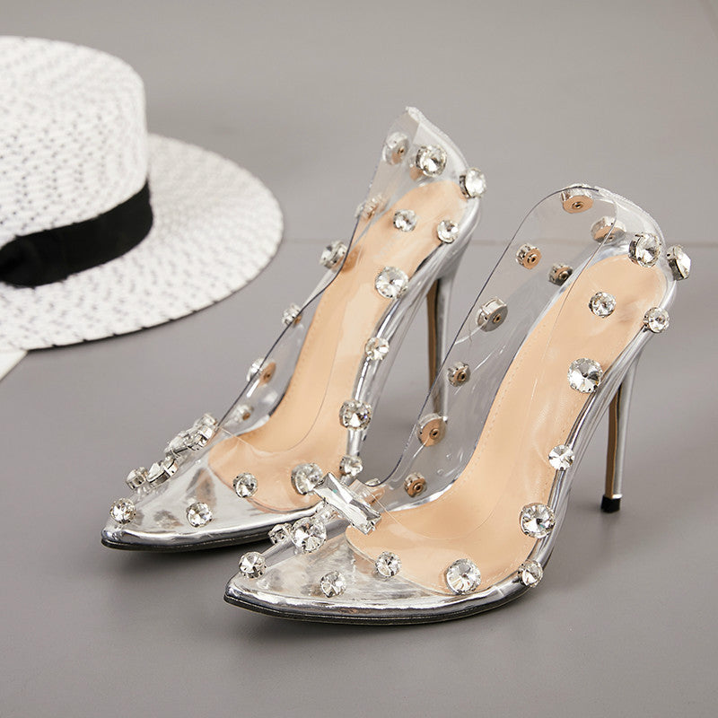 Transparent Rhinestone High Heels