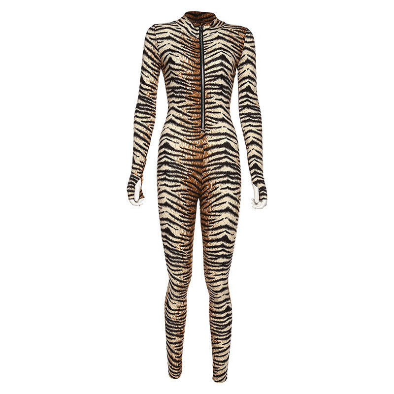 Tiger Print Sports Jumpsuit