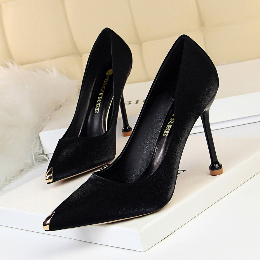 Metallic Satin Stiletto Heels