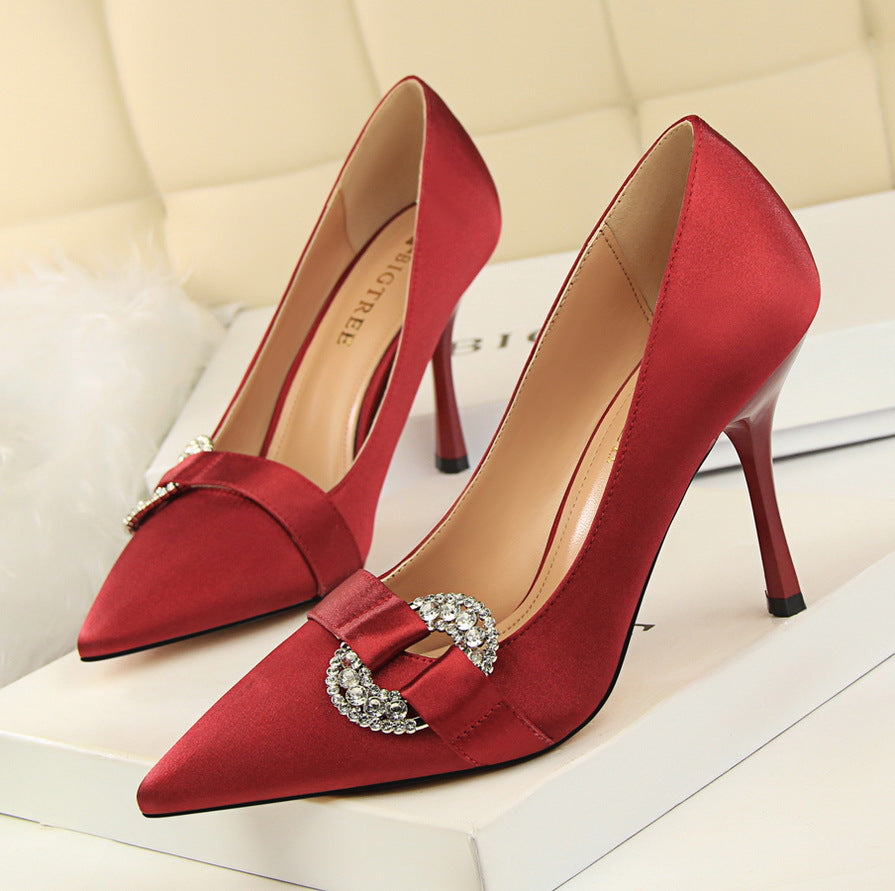 Pointed Silk High Heels