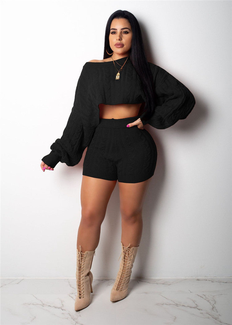 Two Piece Set Knitted Crop Pullover Sweater