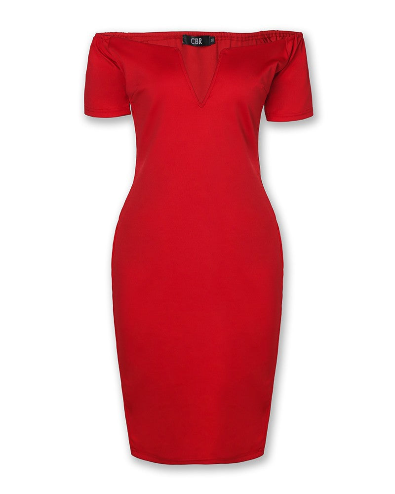 Off-Shoulder Solid-Color Tight Hip dress