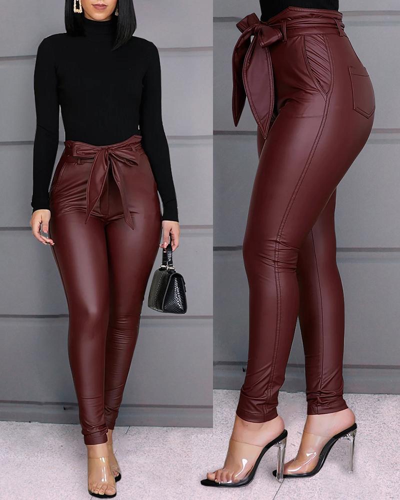 Tight-Fitting Dressy Leather Pants