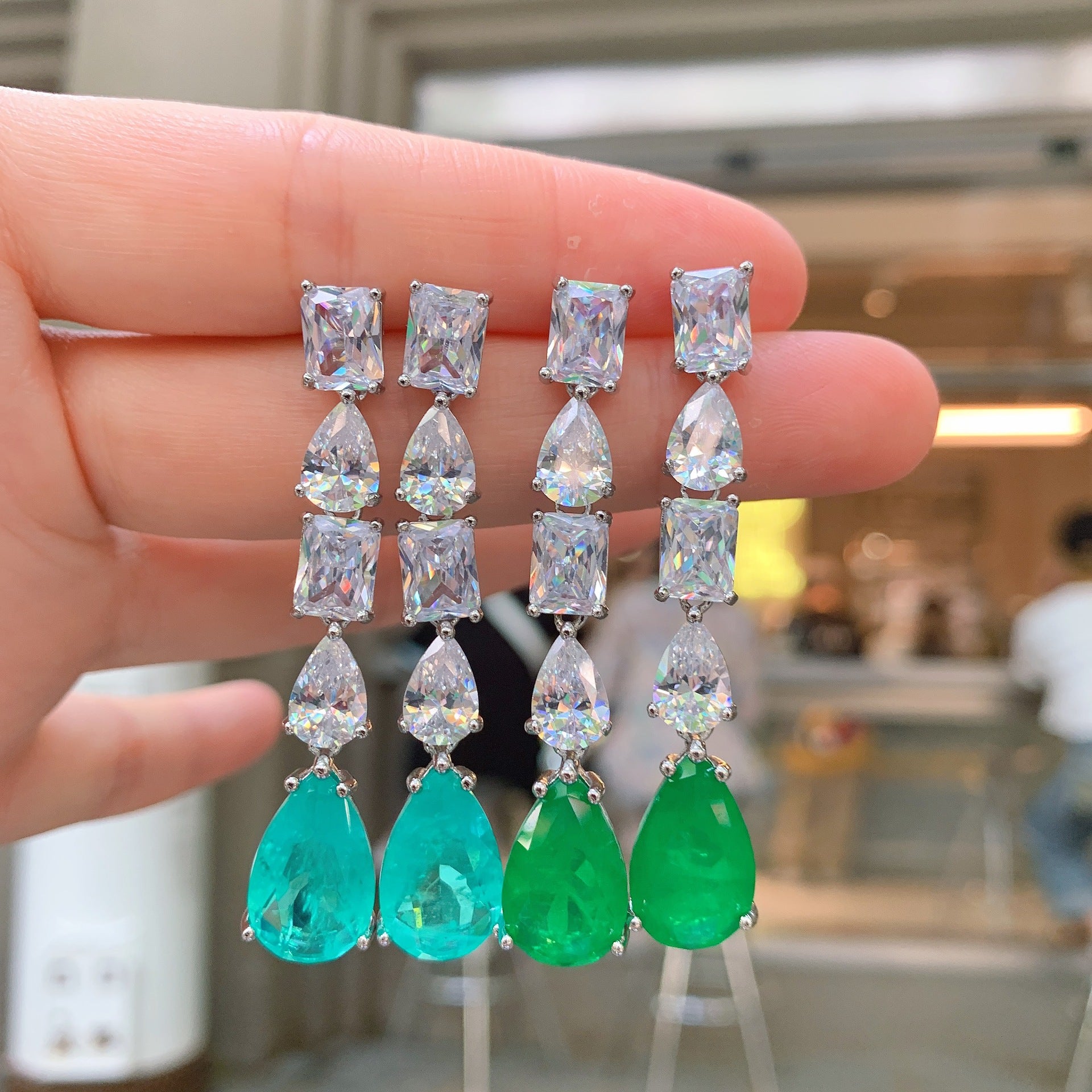 Geometric Single Color Drop Earrings